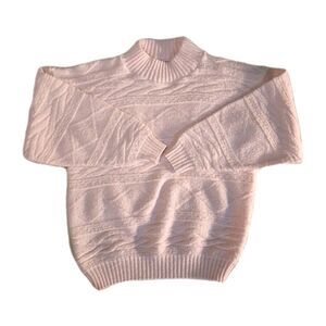 Vintage Spunky Geometric Knit Textured Pink Pullover Sweater USA Made Read